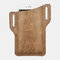 Men EDC Genuine Leather 6.3 Inch Phone Holder Case Waist Belt Bag - Khaki