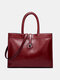 Women Retro Multi-pocket Large Capacity Handbag Shoulder Bag Tote - Red