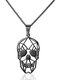 Trendy Simple Hollow Skull-shaped Pendant Stainless Steel Titanium Steel Necklace - Black