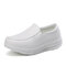حذاء مسطح نسائي سادة اللون سهل الارتداء - أبيض