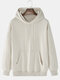 Mens Solid Color Basic Cotton Relaxed Fit Drawstring Hoodies With Kangaroo Pocket - Khaki