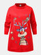 Plus Size Lovely Christmas Cartoon Elk Print O-neck Sweatshirt - Red