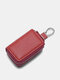 Menico Men's Leather Multifunctional Double Zipper Key Case Universal Car Key Case - Red