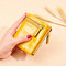 Women Vintage Genuine Leather Small Short Wallet Card Holder Purse - Yellow