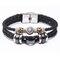 Vintage 12 Constellation Bracelet Woven Leather Bracelet Multilayer Stainless Steel Bracelet - 01