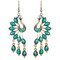 Vintage Alloy Peacock Long Dangle Earrings Crystal Ethnic Tassel Earrings for Women - Blue