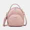 Women Solid Phone Bag Casual Handbag Headphone Plug Crossbody Bag  - Pink