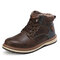 Men Microfiber Leather Outdoor Waterproof Slip Resistant Warm Lining Boots - Dark brown
