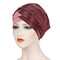 Women Pearl Bright Lace Beanie Hat Colorblock Hat Chemotherapy Cap - Pink