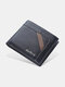 Men Artificial Leather Vintage Light Weight Trifold Wallet Soft Retro Multiple Card Slot Wallet - Black
