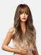 Dark Brown Light White Gradient Color Long Natural Wavy Curly Hair Daily Suitable Synthetic Wigs - 01