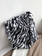 Women Ins Plush Large Capacity Print Fashion Leopard Handbag Tote - Zebra