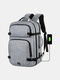 Men Waterproof Large Capacity USB Charging 15.6 Inch Laptop Backpack Travel Bag - Gray