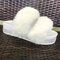 Women's Large Size Solid Color Side Rhinestone House Furry Slippers - White