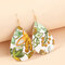 Trendy Daisy Sunflower Flower Butterfly Water Drop Earrings Lychee Printed Leather Earrings - 7