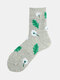 5 Pairs Unisex Cotton Jacquard Variety Of Floral Leaves Pattern Simple Breathable Tube Socks - #03