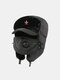 Men Dacron Plush Thicken Solid Soviet Metal Badge Waterproof Ear Protection With Mask Warmth Trapper Hat - Black+Sickle Hammer Badge