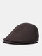 Unisex Cotton Solid Color Fashion Casual Sunshade Forward Hat Beret Flat Hat - Black