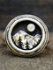 Vintage Moon Peak Pattern Ring Temperament Alloy Oval Ring - #03