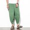 Mens Casual Cotton Harem Pants Solid Color Baggy Loose Fit Wide Legs Trousers - Green