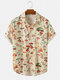 ChArmKpr Mens Colorful Element Pattern Print Loose Light Short Sleeve Shirts - Mushroom
