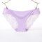 Plus Size Lace Seamless Ice Silk Low Rise Hip Lifting Panties - Light Purple