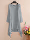 Solid Color Long Sleeve Asymmetrical Loose Kimono For Women - Gray