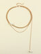 Simple Y-shaped Long Women Necklace Pearl Pendant Tassel Necklace Jewelry Gift - #02
