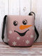 Women Felt Cute Christmas Ombre Smile Snowman Snowflakes Print Crossbody Bag - Pink