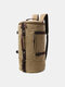 Men Vintage Canvas Large Capacity Multi-Carry Solid Color Cylinder Casual Backpack - Khaki