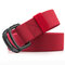 Mens Weave Canvas Web Elasticity Belt Outdoor Slider Buckle Durable Adjustable Ring Belt - Red