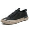 Men Breathable Ice Silk Cloth Lace Up Stitching Casual Skate Shoes - Black