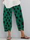 Polka Dot Print Plus Size Casual Pants for Women - Green