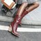 Plus Size Women Fashion Pointed Toe Veins High Heel Riding Boots - Red