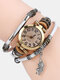 Vintage Braided Quartz Small Dial Thin Belt Goldfish Pendant Belt Bracelet Watch - White