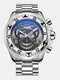 Large Dial Men Business Watch Decorated Pointer Steel Band Calendar Waterproof Quartz Watch - Silver Case Black Dial