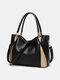 Women Vintage PU Leather Patchwork Handbag Shoulder Bag Satchel Bag - Black