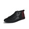 Men Microfiber Leather Color Blocking Non-slip High Top Skate Shoes - Black&Wine Red