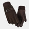 Men Leather Plus Velvet Thick Screen Touchable Riding Driving Motorcycle Windproof Keep Warm Full-finger Gloves - #03