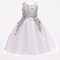 Flower Girls Dresses Kids Wedding Tulle Dress For 3Y-13Y - Silver/Whtie