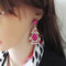 Vintage Geometric Water Drop Gem Earrings Luxury Rhinestone Gem Pendants Stud Earrings - Pink