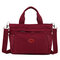 Women Nylon Waterproof Durable Handbags Large Capacity Solid Leisure Shoulder Bags - Wine Red