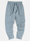Mens Solid Color Flap Pocket Daily Drawstring Cuff Cargo Pants - Gray
