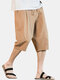 Mens Solid Color Breathable & Thin Elastic Drawstring Casual Light Shorts - Camel