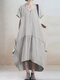 Casual Loose Solid Color Plus Size Dress for Women - Grey
