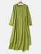 Casual Solid Color Fake Two Pieces Irregular Plus Size Dress - Green