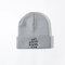 Unisex Anti-social Print Knitted Wool Hat Skull Cap Beanie With Letter - Gray