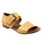 Big Size Female Casual Solid Color Buckle Flat Sandals - Yellow