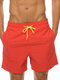 Men Solid Color Waterproof Swim Trunks Mid Length Quick Dry Loose Holiday Board Shorts with Mesh Liner - Orange