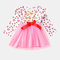 Girl's Pink Love Pattern Print Valentine's Day Tulle Dress For 1-7Y - Pink